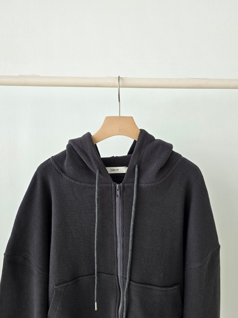 J SHOP韓國代購女士新品休閑職業推薦真品夾克華夫格拉鏈J_SHOP夾克