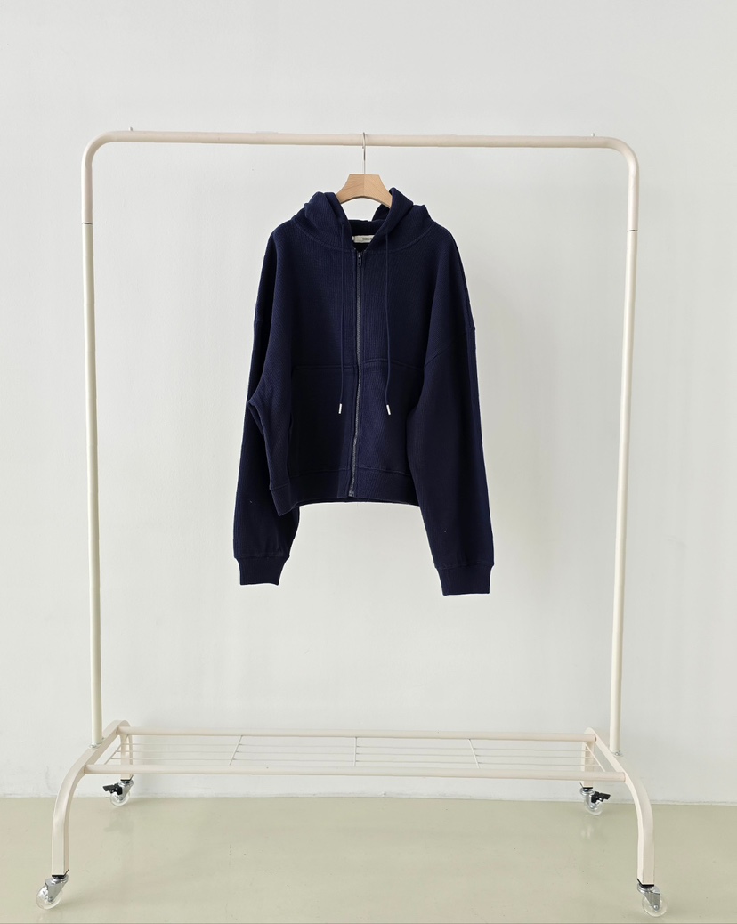 J SHOP韓國代購女士新品休閑職業推薦真品夾克華夫格拉鏈J_SHOP夾克圖色1深藍色