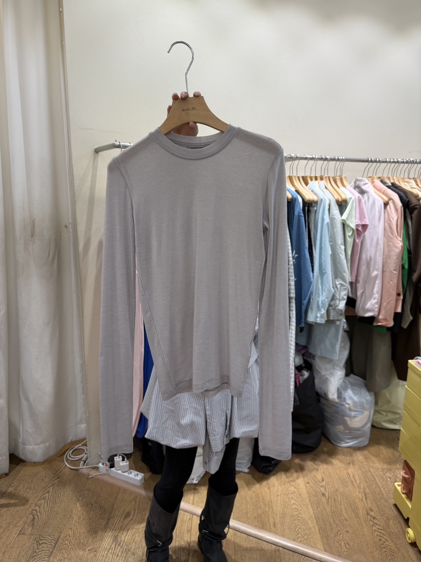 AUVERFIT韓國代購女士新款時尚26春夏休閑推薦長袖T恤圓領AUVERFIT長袖T恤圖色4