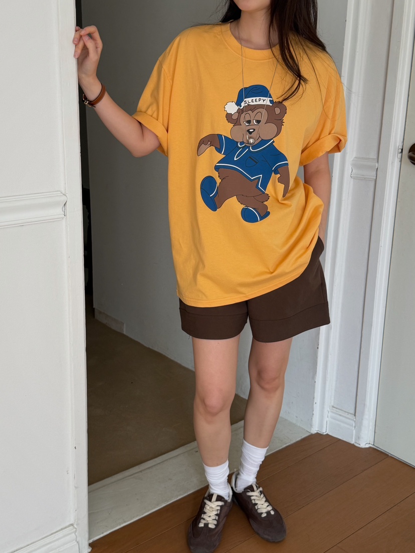 CAMEL-P韓國代購女裝新款休閑T恤泰迪熊Came_l 家T恤