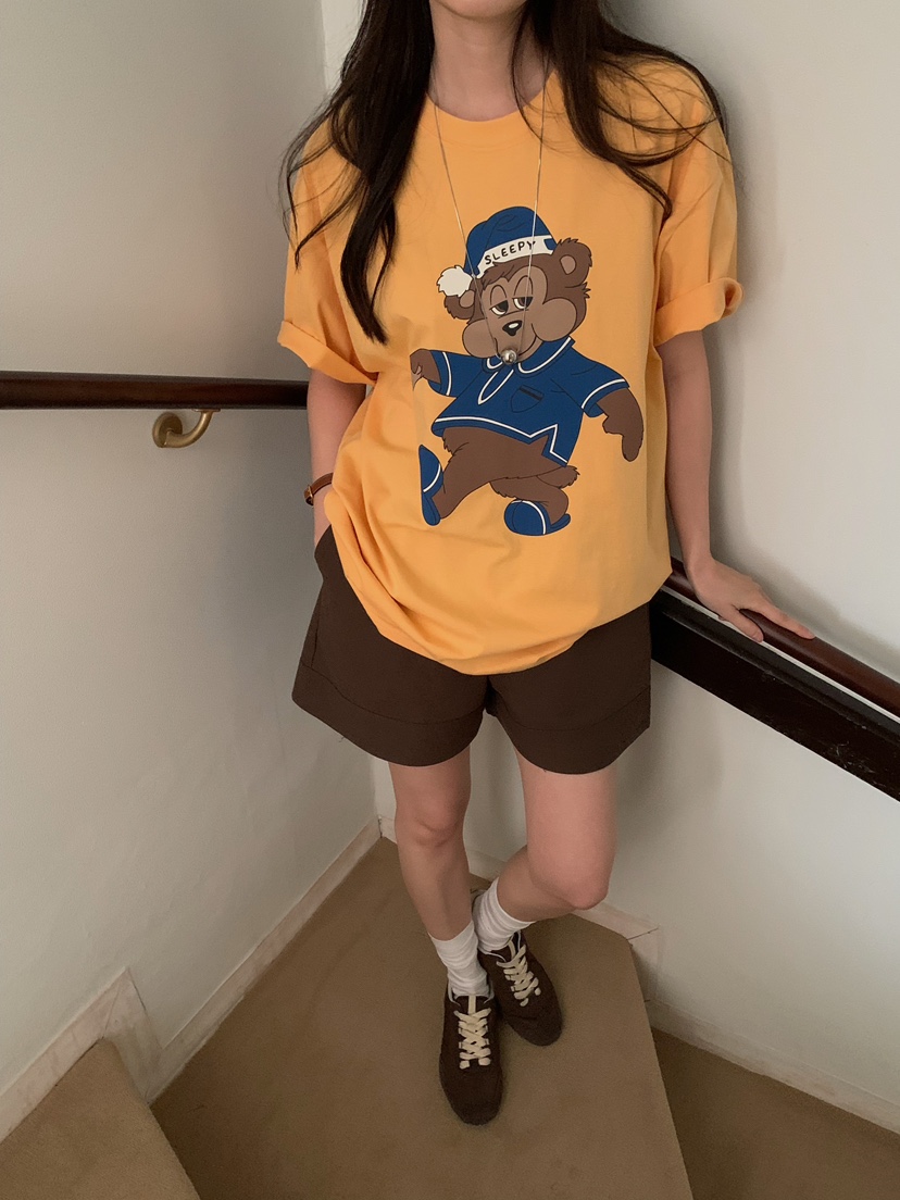 CAMEL-P韓國代購女裝新款休閑T恤泰迪熊Came_l 家T恤