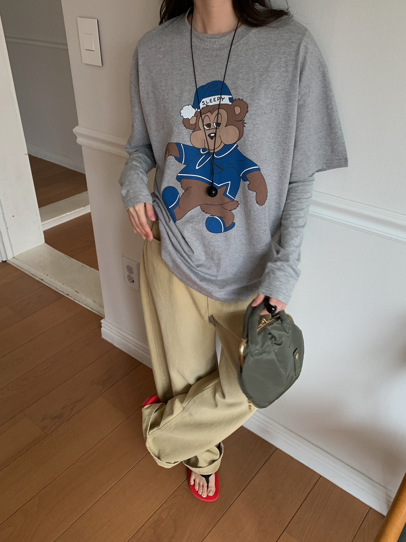 CAMEL-P韓國代購女裝新款休閑T恤泰迪熊Came_l 家T恤