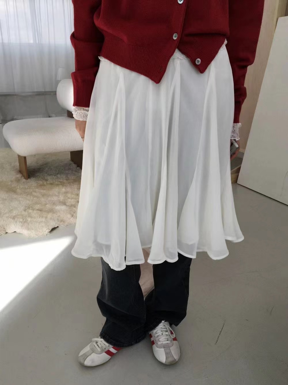 SOUFFLE東大門實拍女士新款26春夏推薦熱賣半身裙中短裙雪紡SOUFFLE半身裙/中短裙圖色1