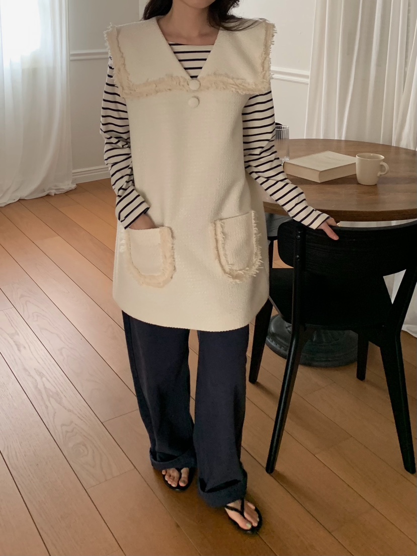 CAMEL-P東大門實拍女裝新品熱賣連衣裙不含內搭粗花呢紐扣Came_l 家連衣裙