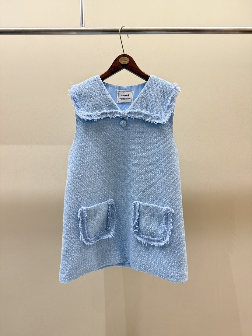 CAMEL-P東大門實拍女裝新品熱賣連衣裙不含內搭粗花呢紐扣Came_l 家連衣裙圖色1