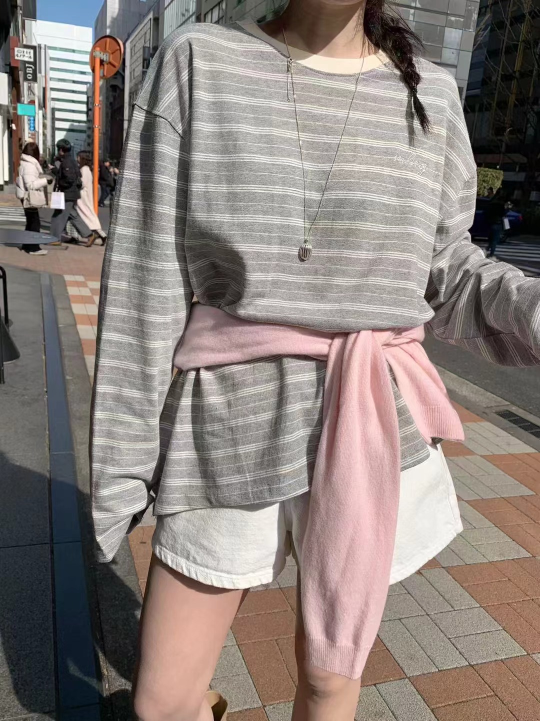 MELLOUNGE-멜라운지-T東大門實拍女裝新品推薦休閑長袖T恤MELLOUNGE-2件起長袖T恤圖色1