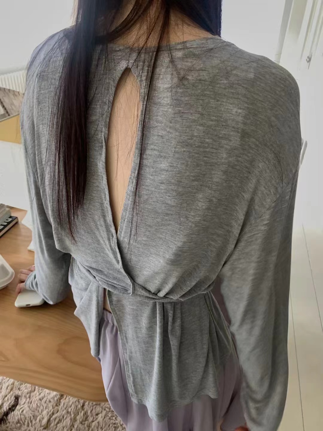 SOUFFLE韓國直郵女裝新款真品人氣休閑職業長袖T恤含腰繩SOUFFLE長袖T恤