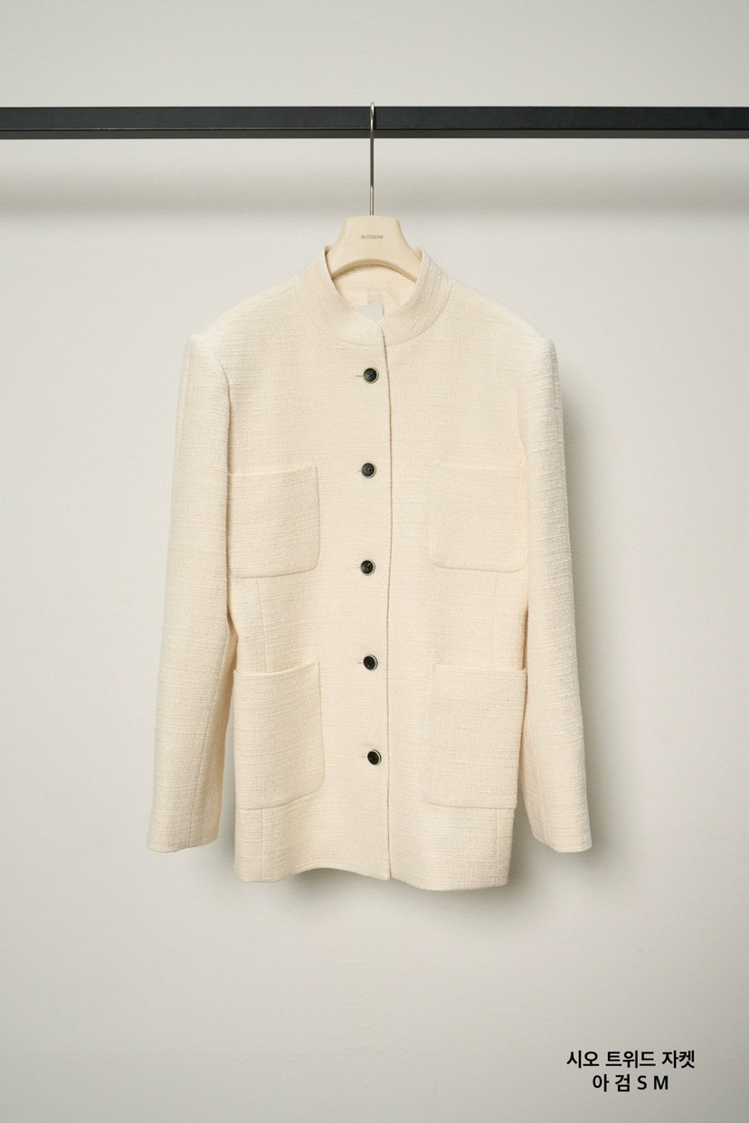 BLOSSOM韓國代購女士新款推薦26春夏人氣時尚熱賣夾克粗花呢BLOSSOM夾克圖色1