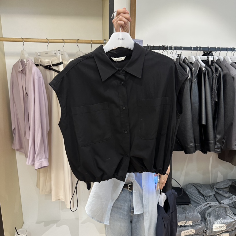 MUYBIEN韓國代購女士新款26春夏時尚職業人氣休閑熱賣馬甲MUYBIEN馬甲圖色3黑色