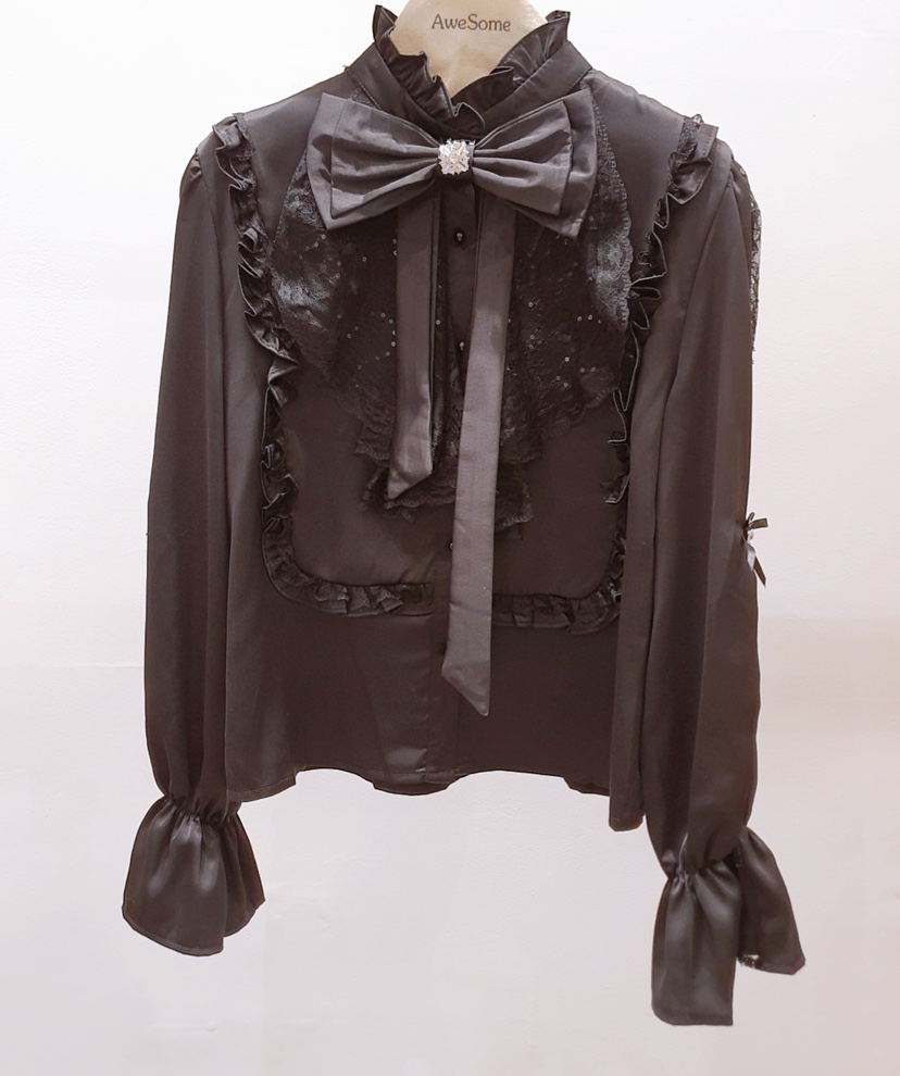 AWESOME-P韓國直郵女士新品26春夏襯衫蕾絲衫含飾品絲質AWESOME-P襯衫/蕾絲衫圖色2