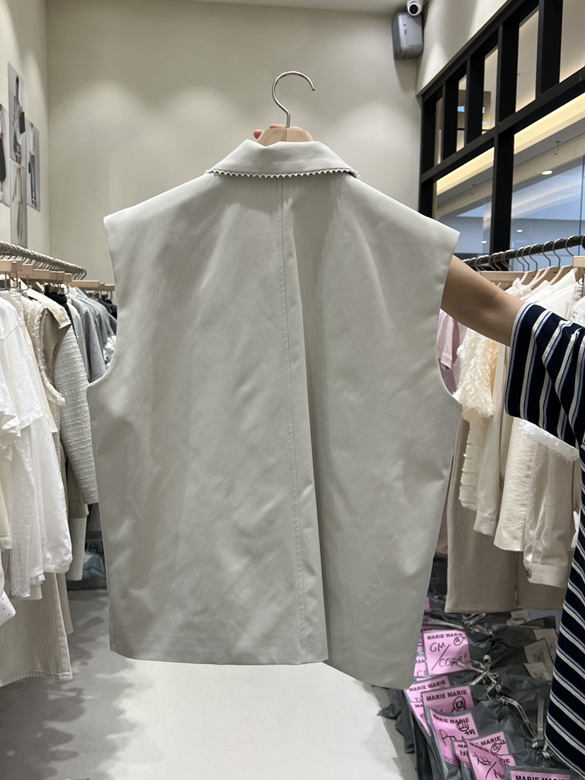 MARIE MARIE韓國直郵女裝新品人氣26春夏休閑馬甲口袋蕾絲MARIE MARIE馬甲