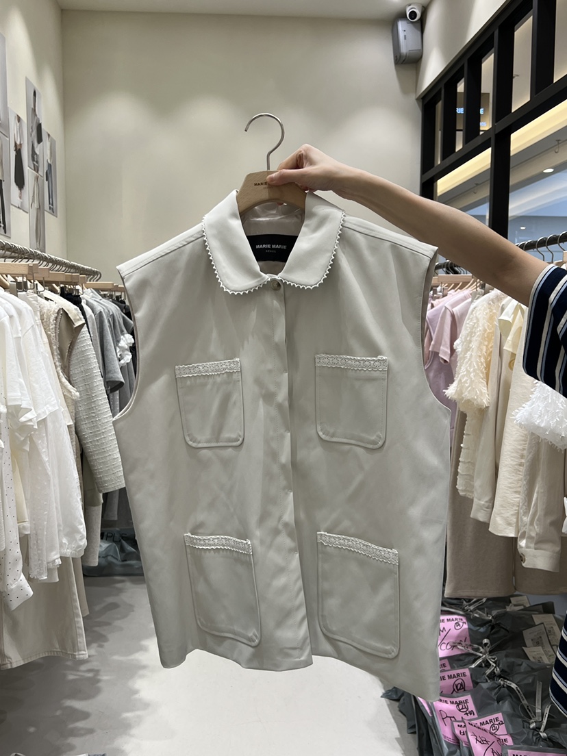 MARIE MARIE韓國直郵女裝新品人氣26春夏休閑馬甲口袋蕾絲MARIE MARIE馬甲圖色1