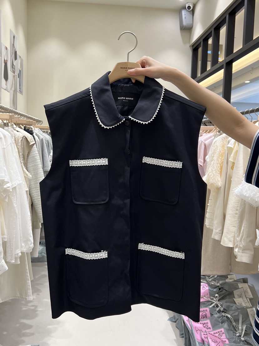 MARIE MARIE韓國直郵女裝新品人氣26春夏休閑馬甲口袋蕾絲MARIE MARIE馬甲圖色2