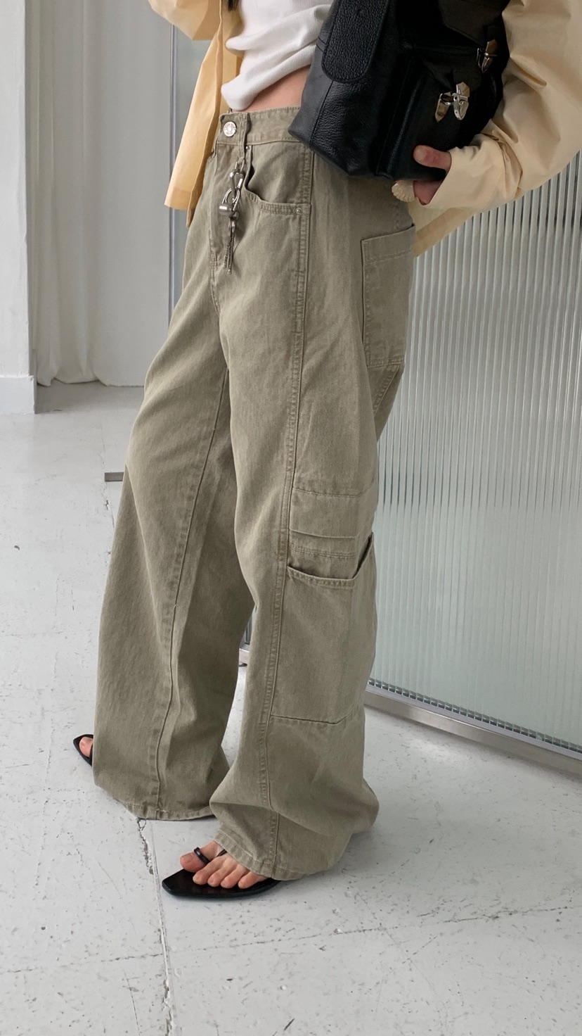 OVER RICH韓國東大門直郵女裝新款職業熱賣時尚休閑褲口袋OVER RICH休閑褲