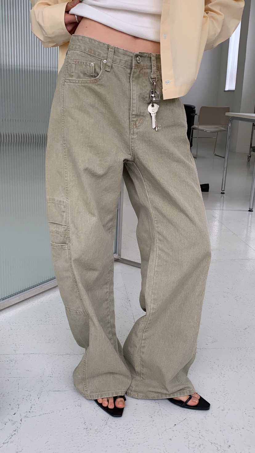 OVER RICH韓國東大門直郵女裝新款職業熱賣時尚休閑褲口袋OVER RICH休閑褲