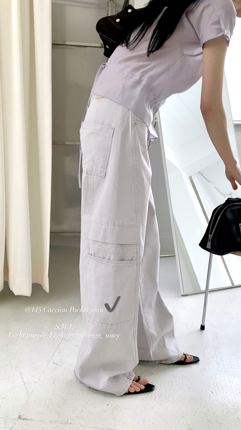 OVER RICH韓國東大門直郵女裝新款職業熱賣時尚休閑褲口袋OVER RICH休閑褲