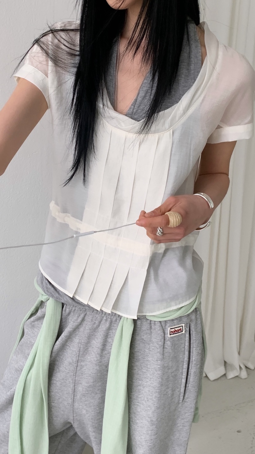 OVER RICH韓國代購女士新品推薦時尚休閑26春夏襯衫蕾絲衫OVER RICH襯衫/蕾絲衫