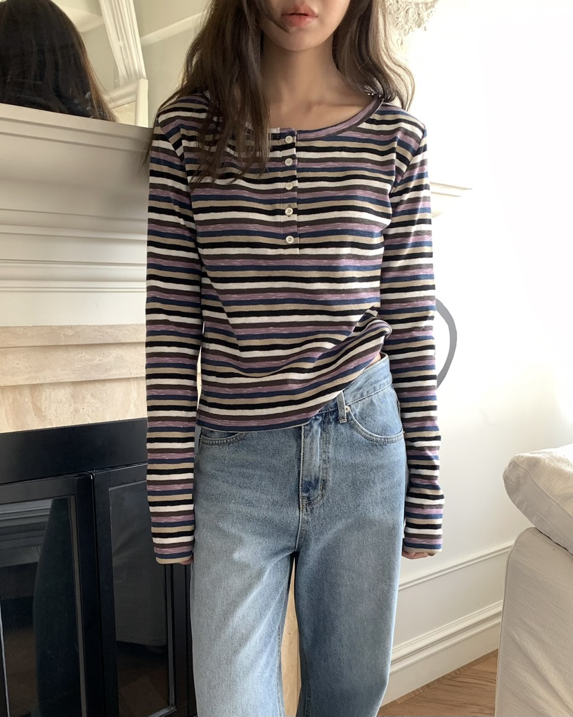 PEBBLE韓國代購女裝新品26春夏推薦熱賣人氣時尚休閑長袖T恤PEBBLE長袖T恤