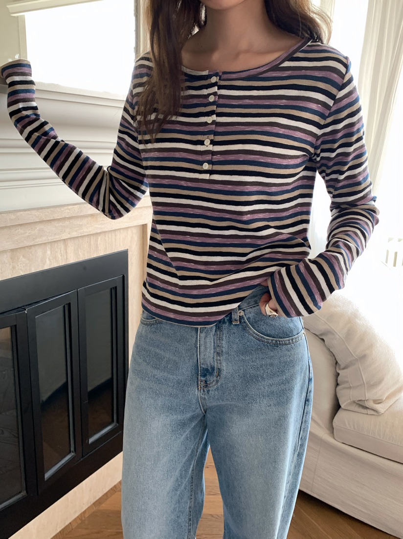 PEBBLE韓國代購女裝新品26春夏推薦熱賣人氣時尚休閑長袖T恤PEBBLE長袖T恤