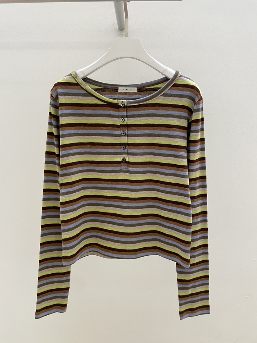 PEBBLE韓國代購女裝新品26春夏推薦熱賣人氣時尚休閑長袖T恤PEBBLE長袖T恤圖色1