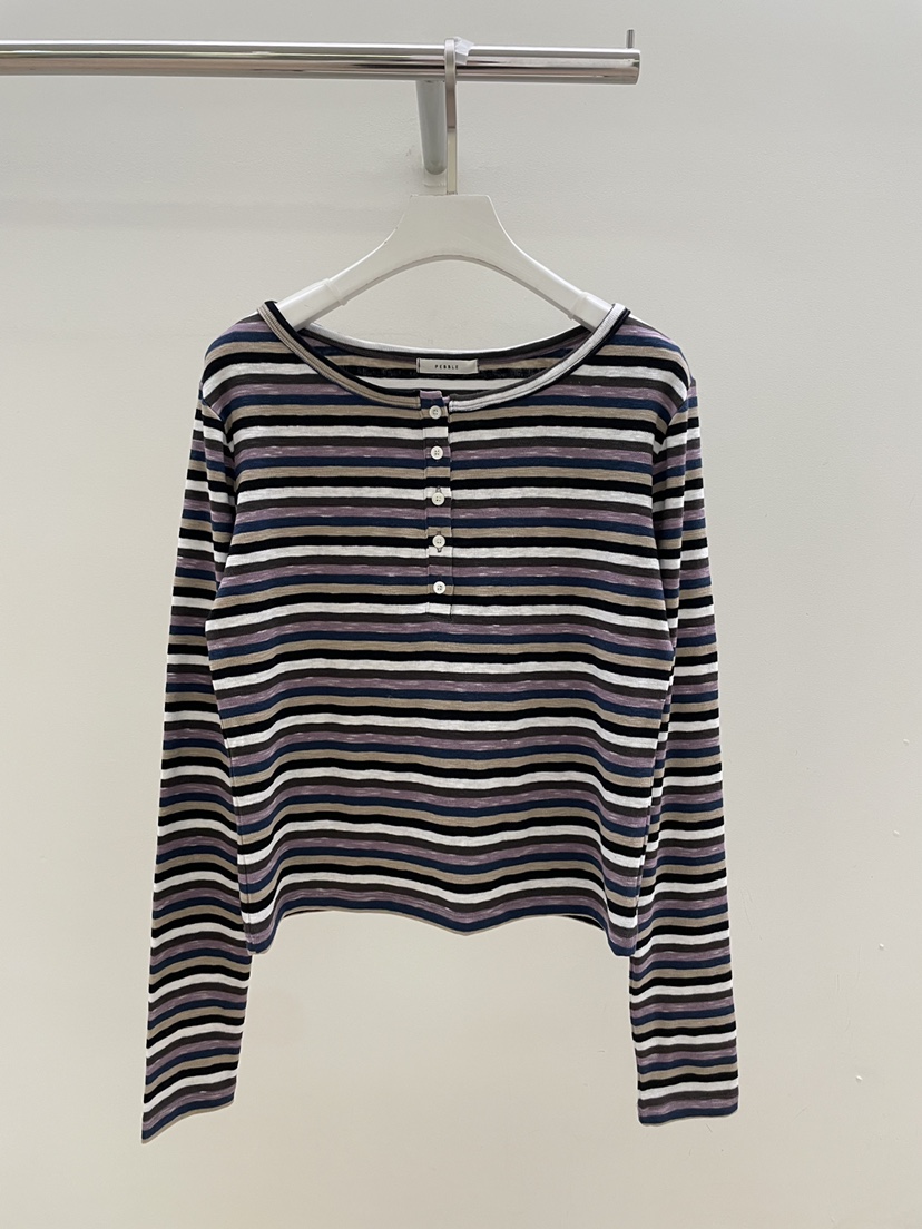 PEBBLE韓國代購女裝新品26春夏推薦熱賣人氣時尚休閑長袖T恤PEBBLE長袖T恤圖色2