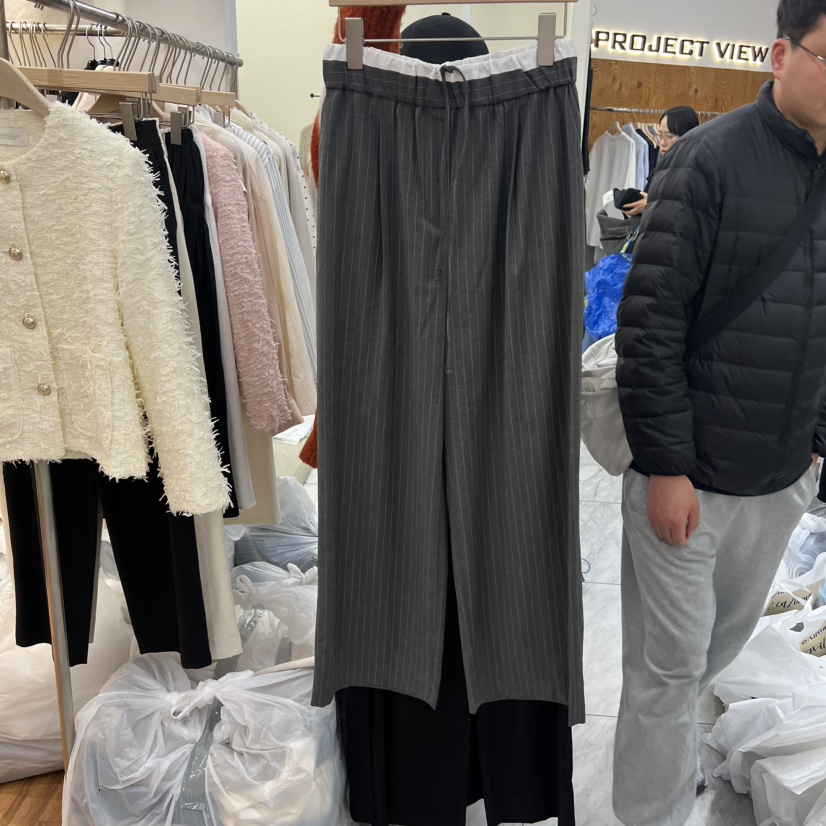 MADEMOISELL韓國直郵實拍女士新款休閑推薦職業休閑褲條紋MADEMOISELL休閑褲圖色1