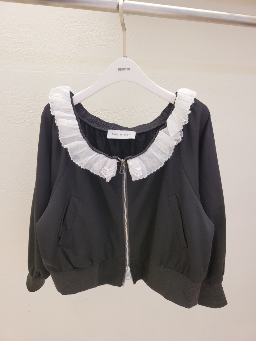 THE OTHER韓國東大門代購女士新品人氣26春夏夾克拉鏈蕾絲THE OTHER夾克圖色2