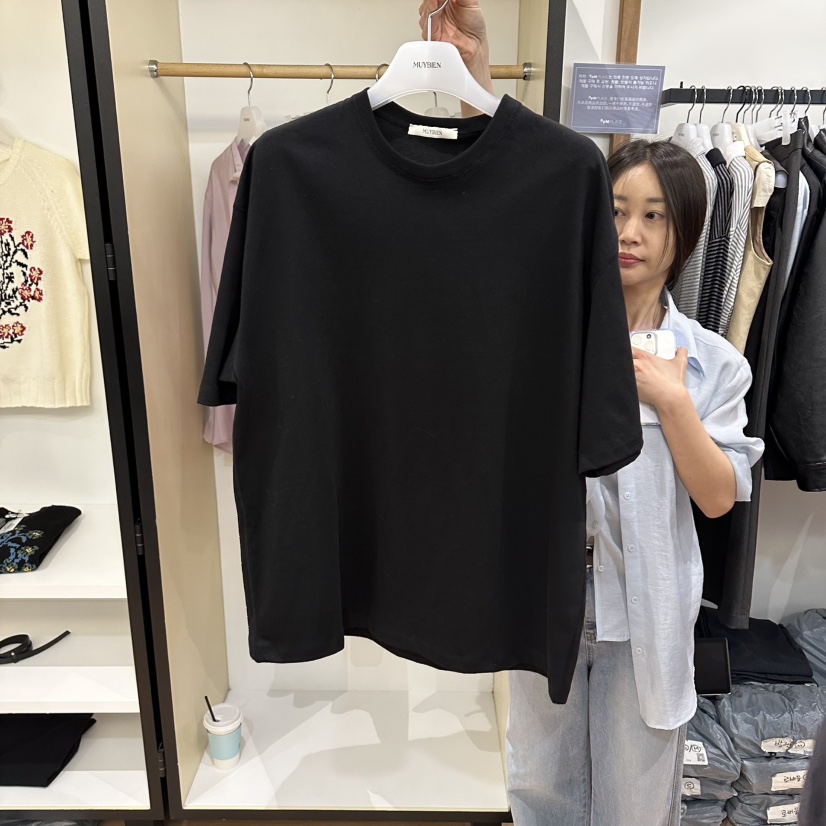MUYBIEN韓國東大門直郵女士新品26春夏推薦熱賣休閑人氣T恤MUYBIENT恤圖色4黑色