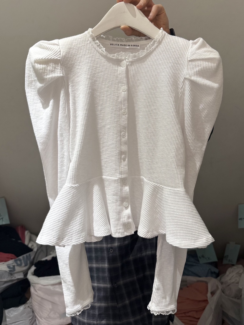 BELITA-L韓國東大門代購女士新款26春夏休閑襯衫蕾絲衫開衫BELITA-L襯衫/蕾絲衫圖色1