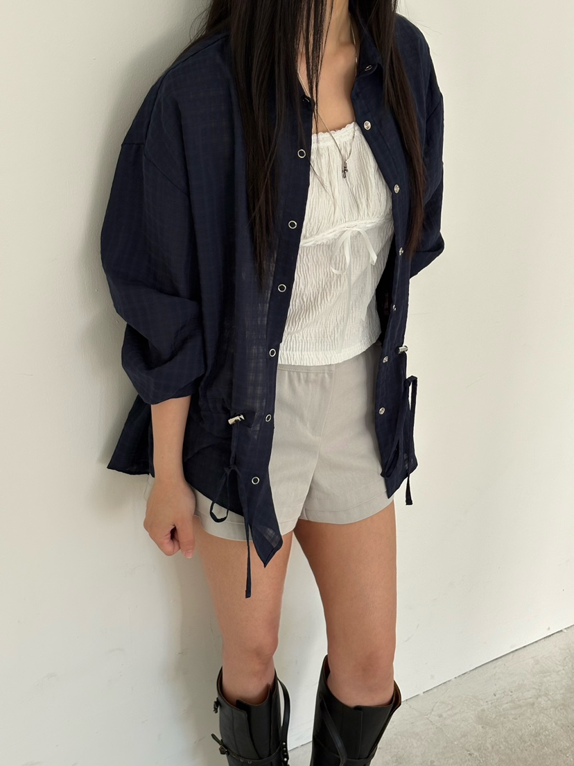 Verbena韓國東大門代購女裝新款休閑時尚人氣襯衫蕾絲衫格子Verbena襯衫/蕾絲衫