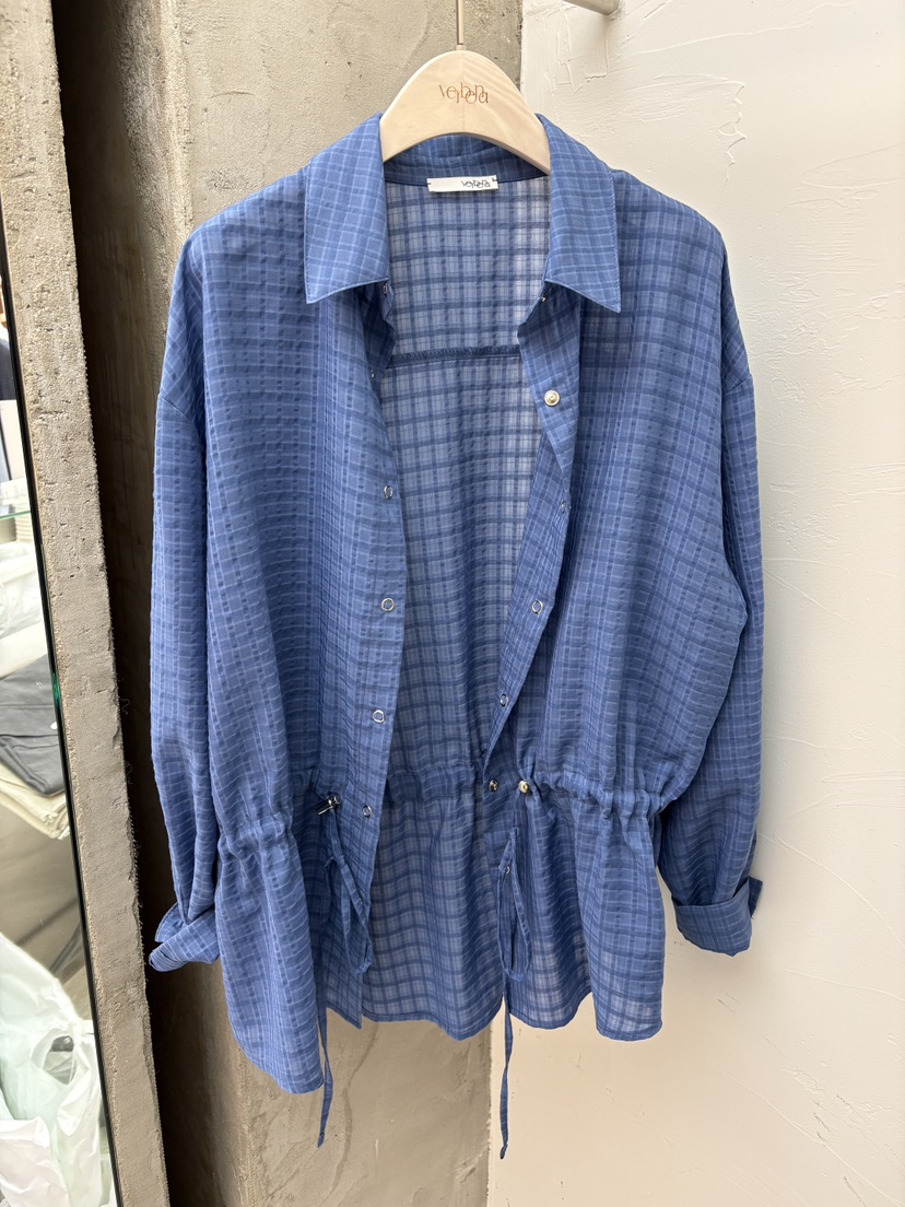 Verbena韓國東大門代購女裝新款休閑時尚人氣襯衫蕾絲衫格子Verbena襯衫/蕾絲衫圖色2