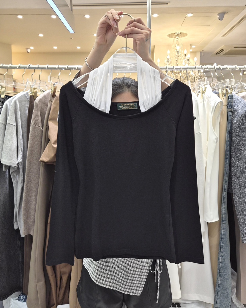 WORK SHOP韓國代購女士新品推薦休閑人氣職業長袖T恤褶裥Work_shop長袖T恤圖色2