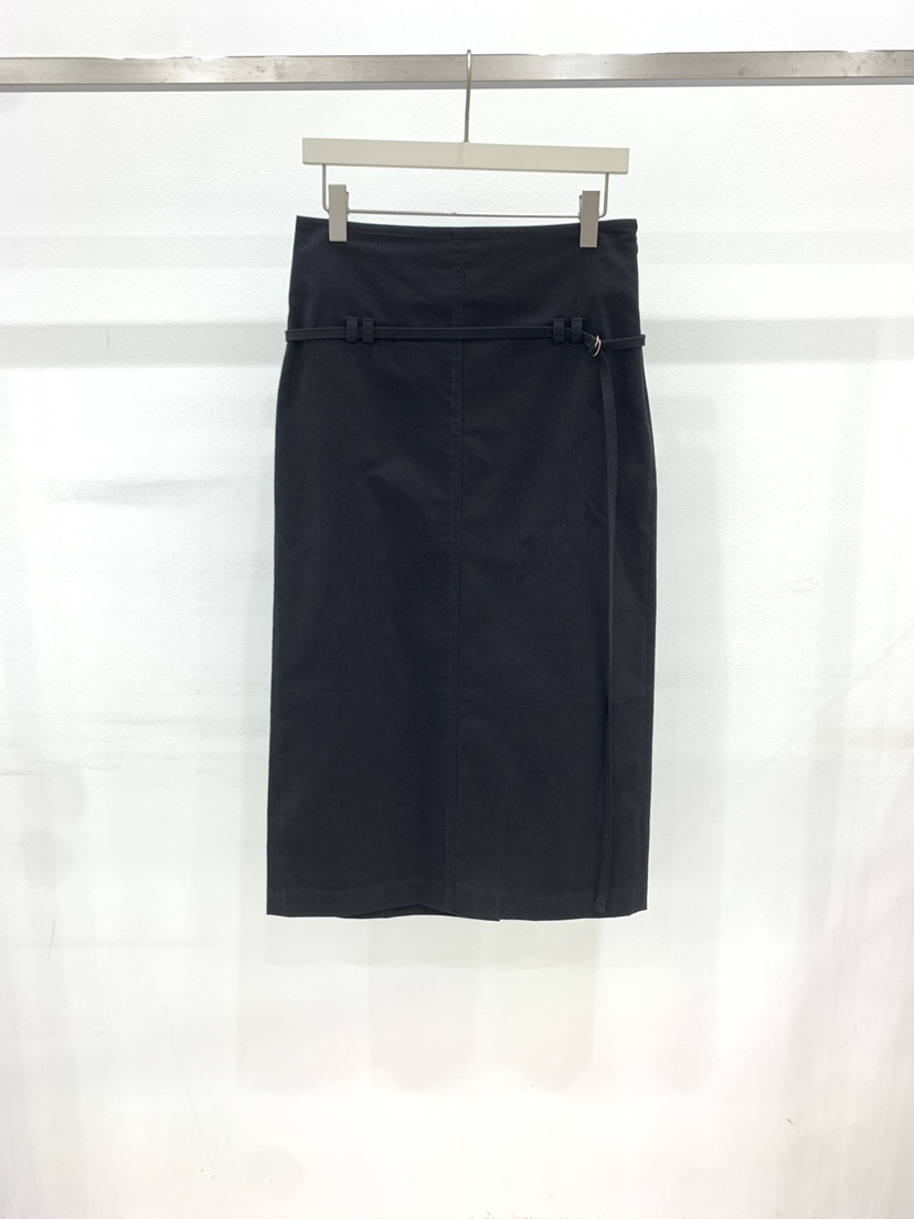 ARVE韓國東大門直郵女士新品熱賣時尚26春夏職業長裙含腰繩ARVE長裙圖色1墨色