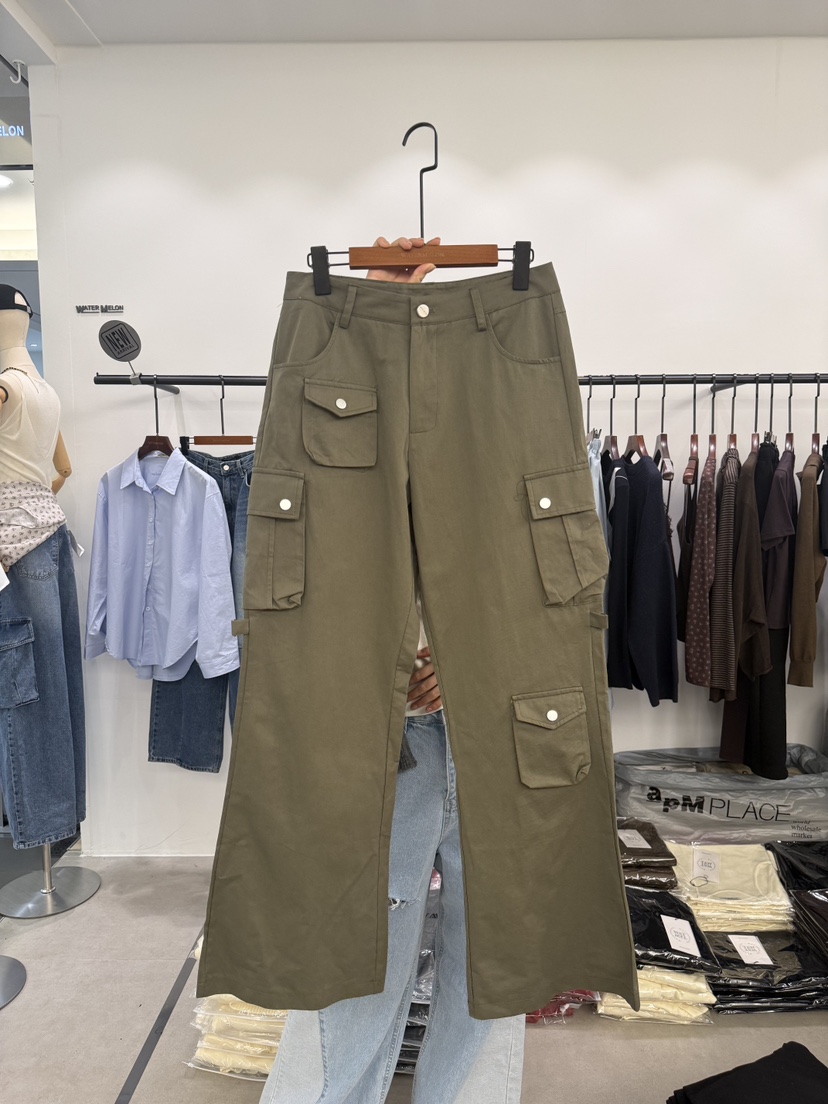 WATERMELON韓國東大門代購女士新品休閑26春夏休閑褲口袋WATER MELON休閑褲圖色2