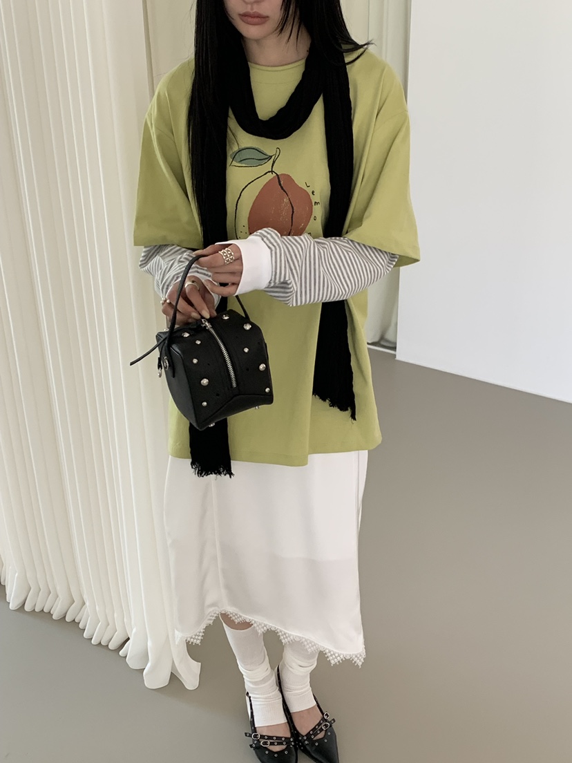 RIVER RAIN韓國直郵實拍女裝新款推薦時尚長袖T恤假兩件RIVER RAIN長袖T恤