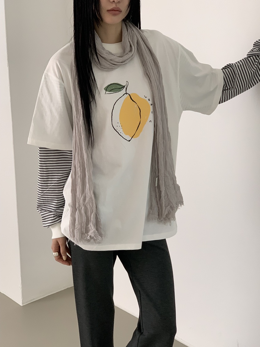 RIVER RAIN韓國直郵實拍女裝新款推薦時尚長袖T恤假兩件RIVER RAIN長袖T恤