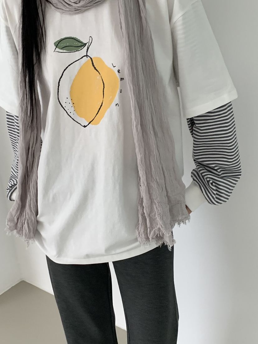 RIVER RAIN韓國直郵實拍女裝新款推薦時尚長袖T恤假兩件RIVER RAIN長袖T恤