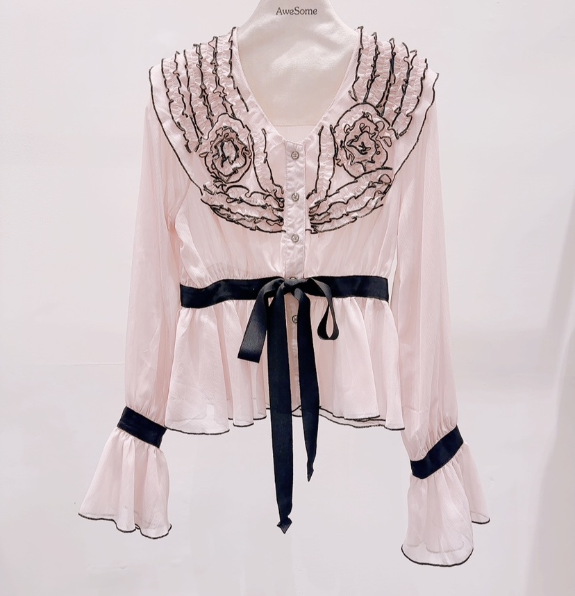 AWESOME-P韓國東大門代購女裝新款26春夏推薦襯衫蕾絲衫AWESOME-P襯衫/蕾絲衫圖色1