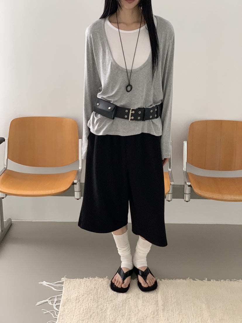 RIVER RAIN韓國代購女裝新品休閑推薦人氣長袖T恤假兩件RIVER RAIN長袖T恤