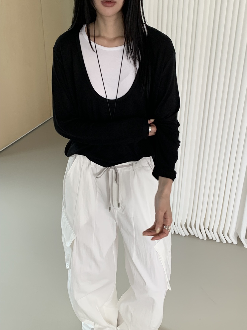 RIVER RAIN韓國代購女裝新品休閑推薦人氣長袖T恤假兩件RIVER RAIN長袖T恤