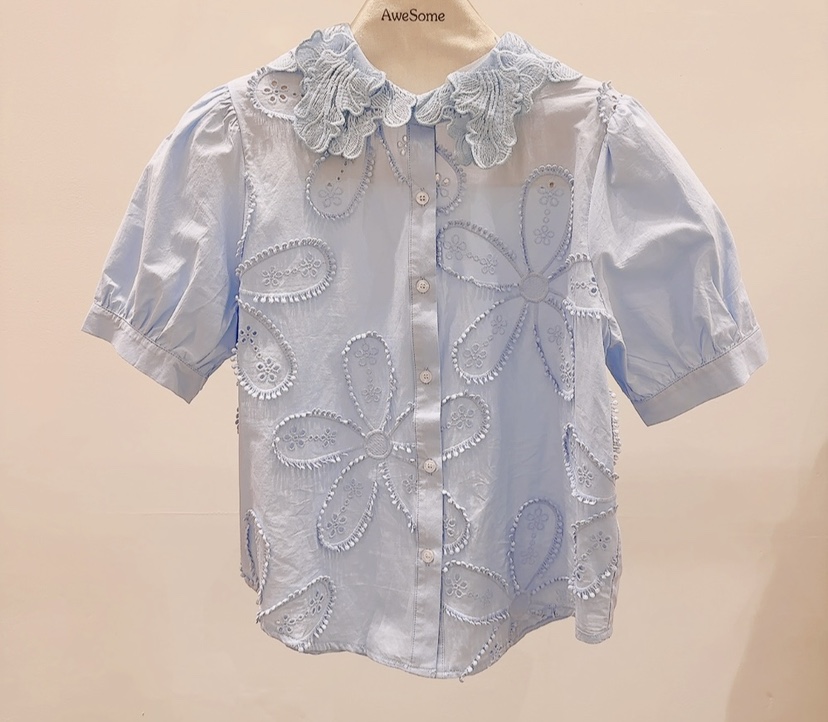 AWESOME-P韓國直郵女士新品熱賣26春夏休閑人氣襯衫蕾絲衫AWESOME-P襯衫/蕾絲衫圖色2