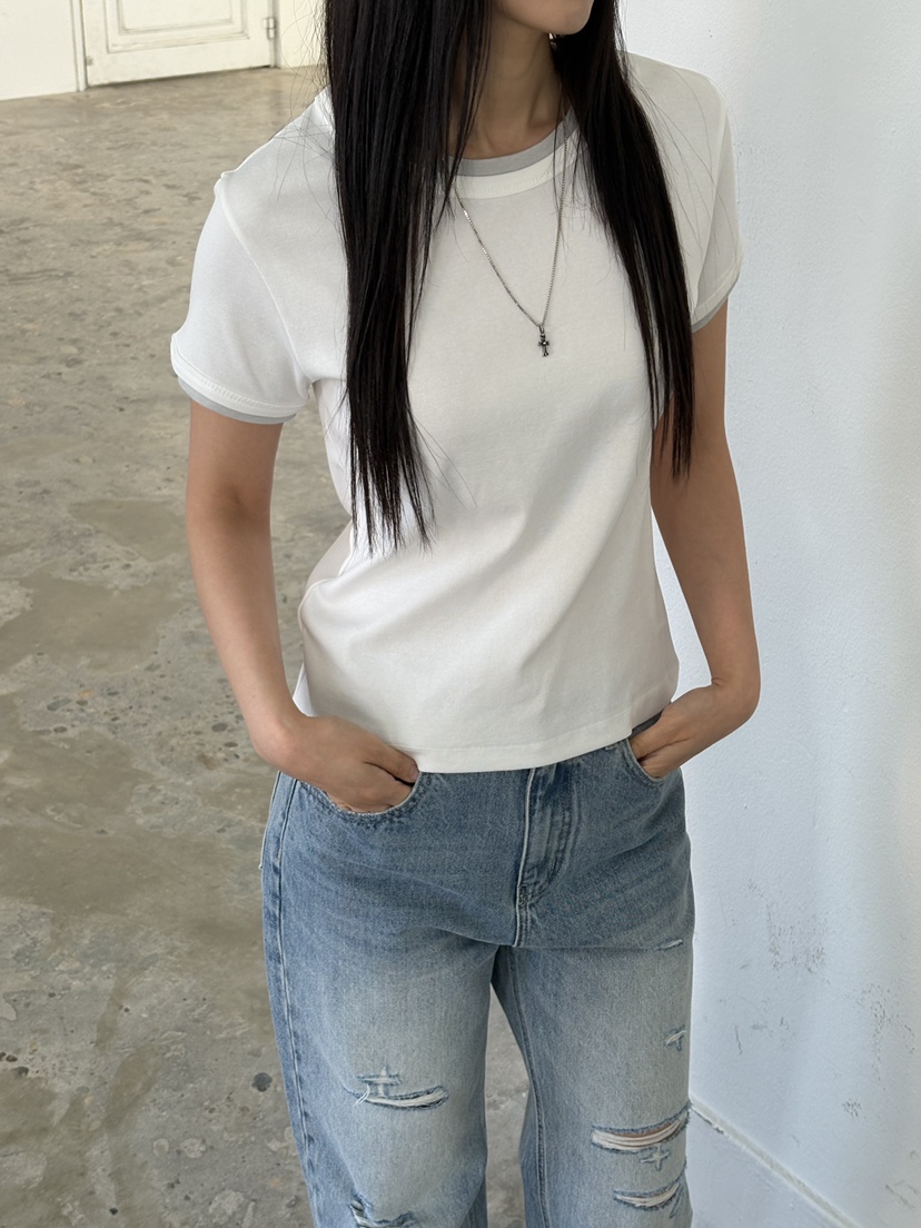 Verbena韓國代購女士新款職業26春夏熱賣休閑時尚T恤雙領VerbenaT恤