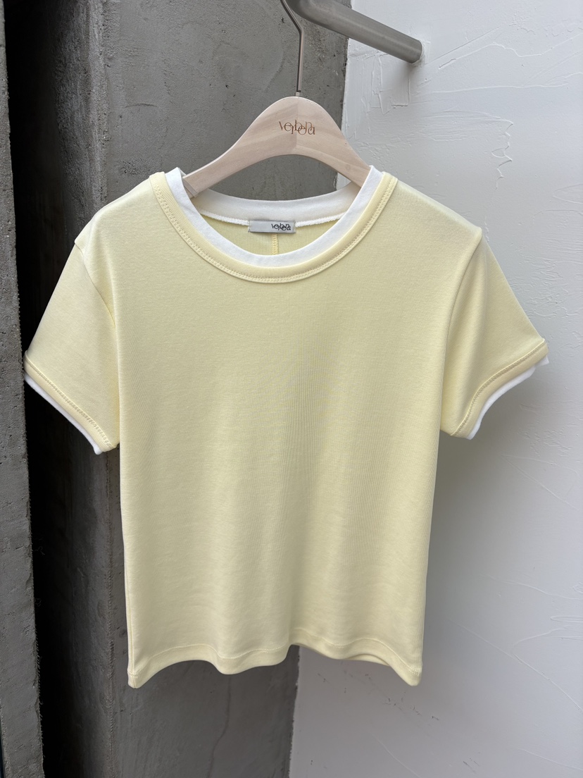 Verbena韓國代購女士新款職業26春夏熱賣休閑時尚T恤雙領VerbenaT恤圖色4