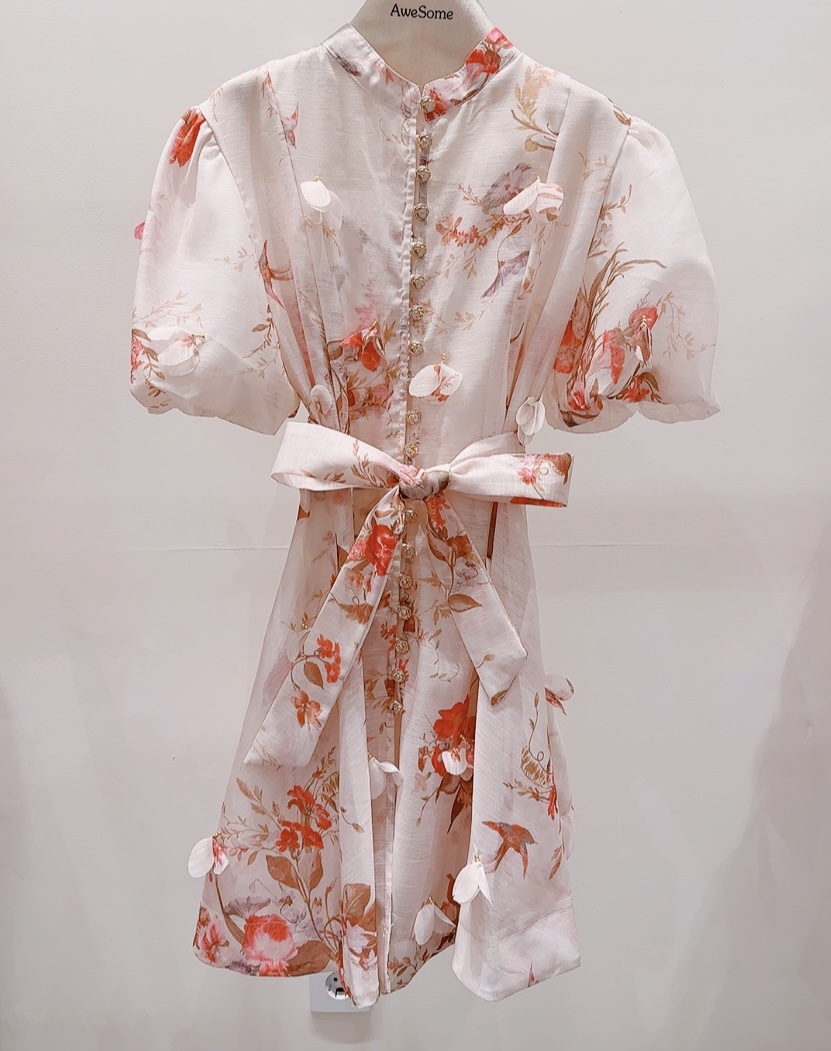 AWESOME-P韓國東大門代購女裝新款熱賣套裝含腰帶兩件套花朵AWESOME-P套裝