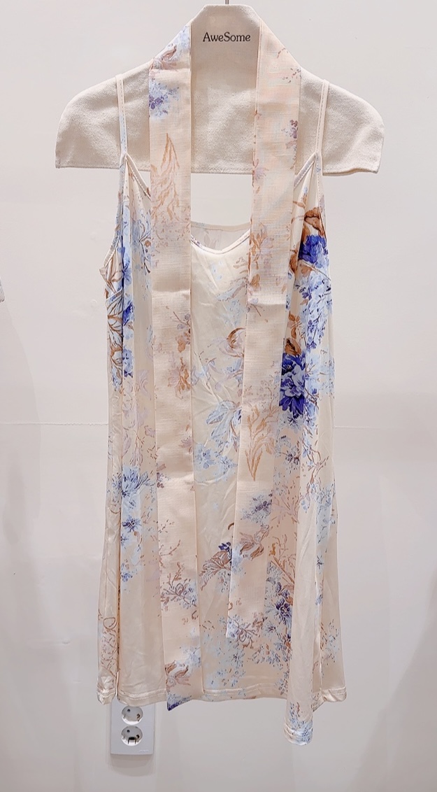 AWESOME-P韓國東大門代購女裝新款熱賣套裝含腰帶兩件套花朵AWESOME-P套裝