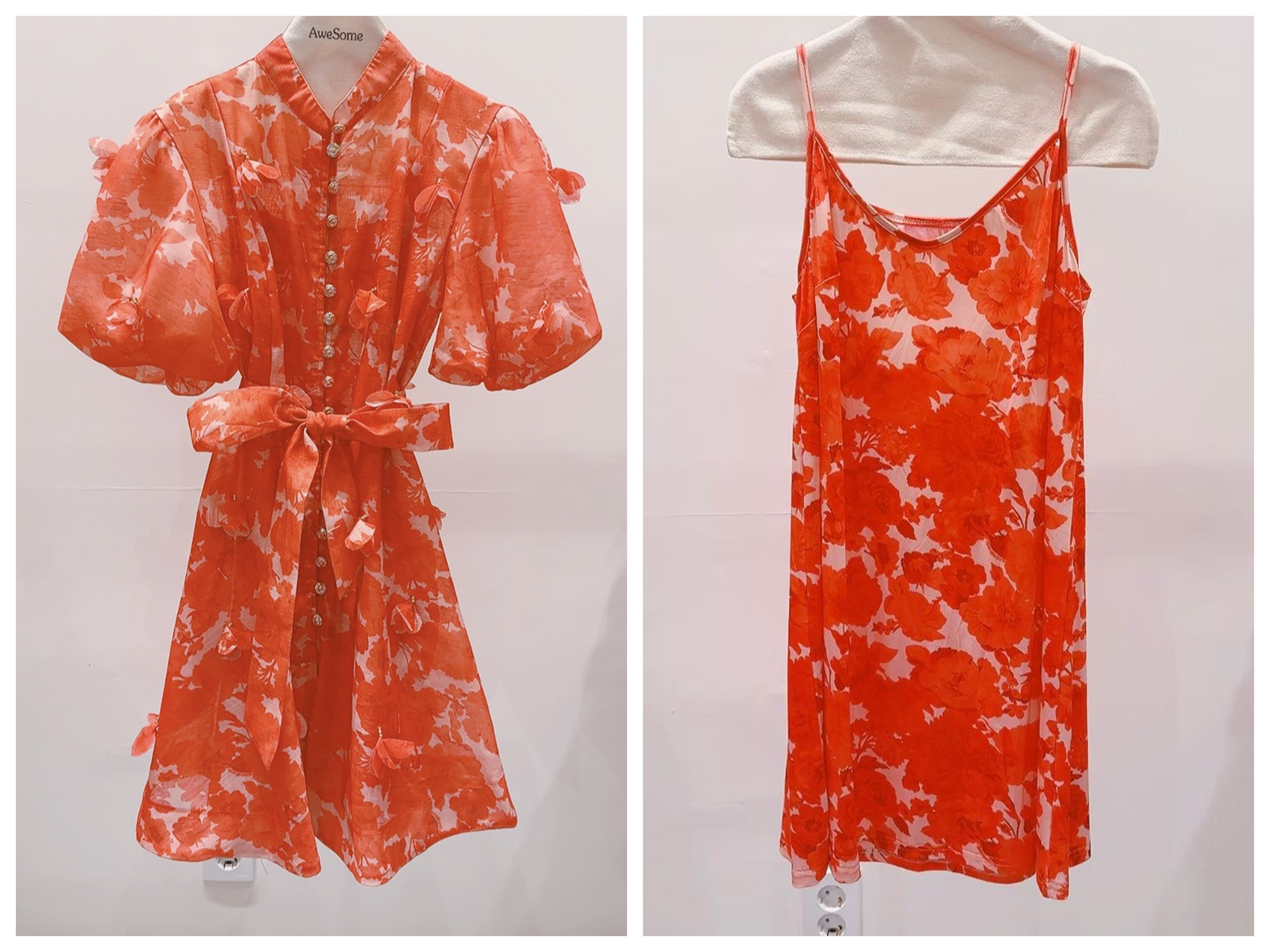 AWESOME-P韓國東大門代購女裝新款熱賣套裝含腰帶兩件套花朵AWESOME-P套裝圖色1