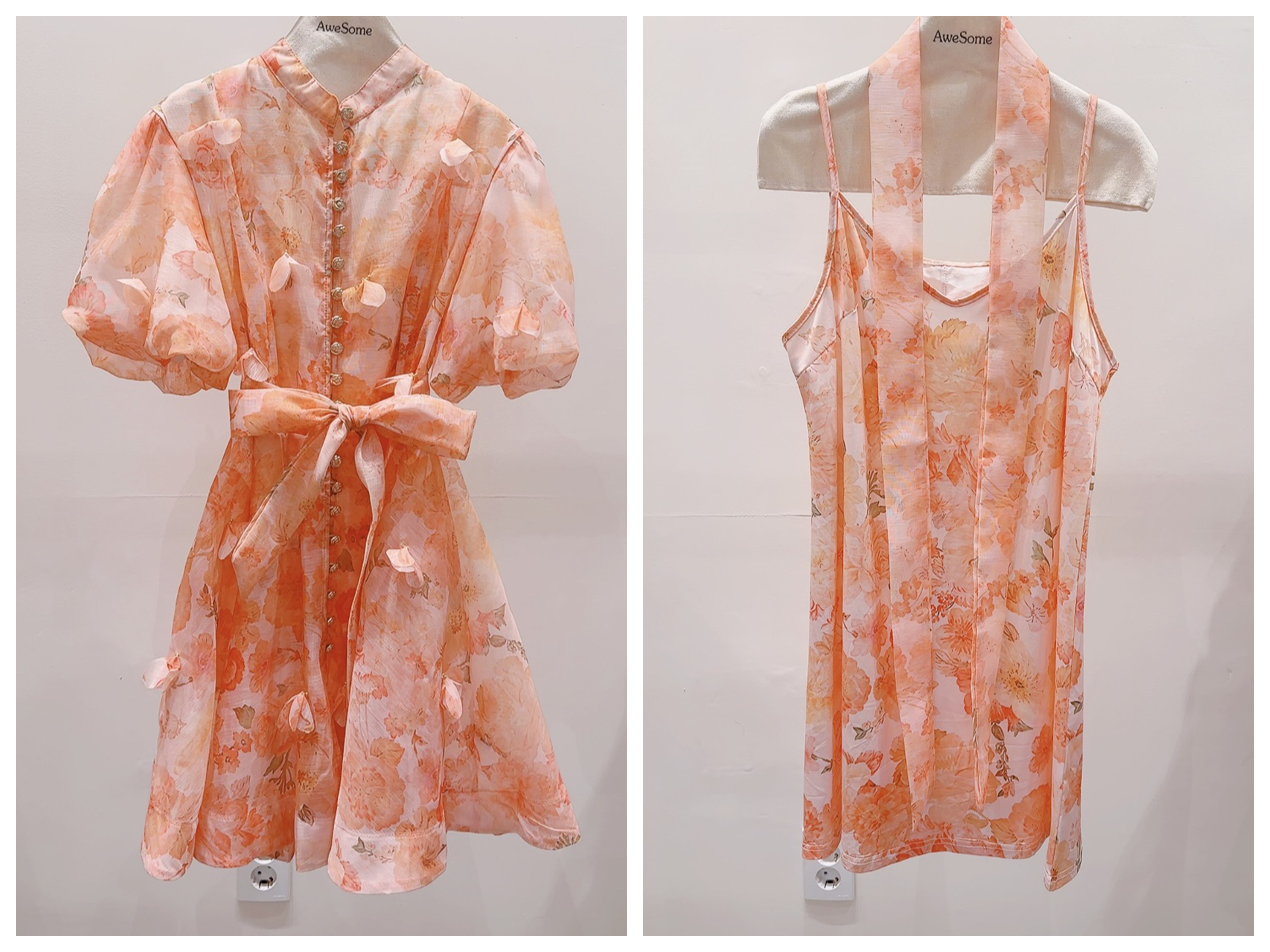 AWESOME-P韓國東大門代購女裝新款熱賣套裝含腰帶兩件套花朵AWESOME-P套裝圖色4