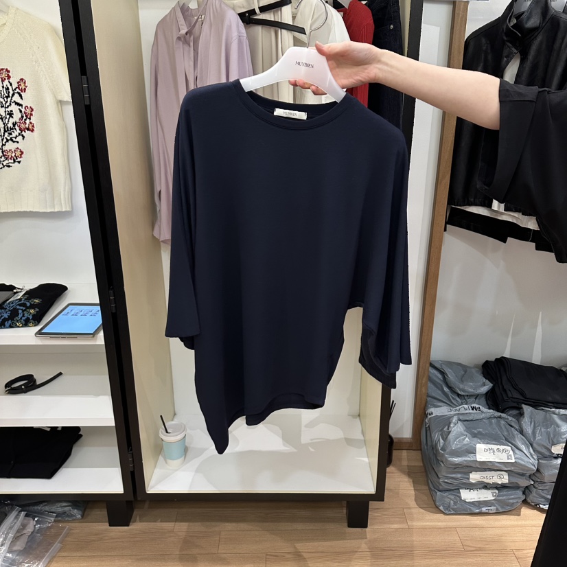 MUYBIEN韓國代購女裝新款職業26春夏休閑推薦時尚T恤天絲MUYBIENT恤圖色2深藍色