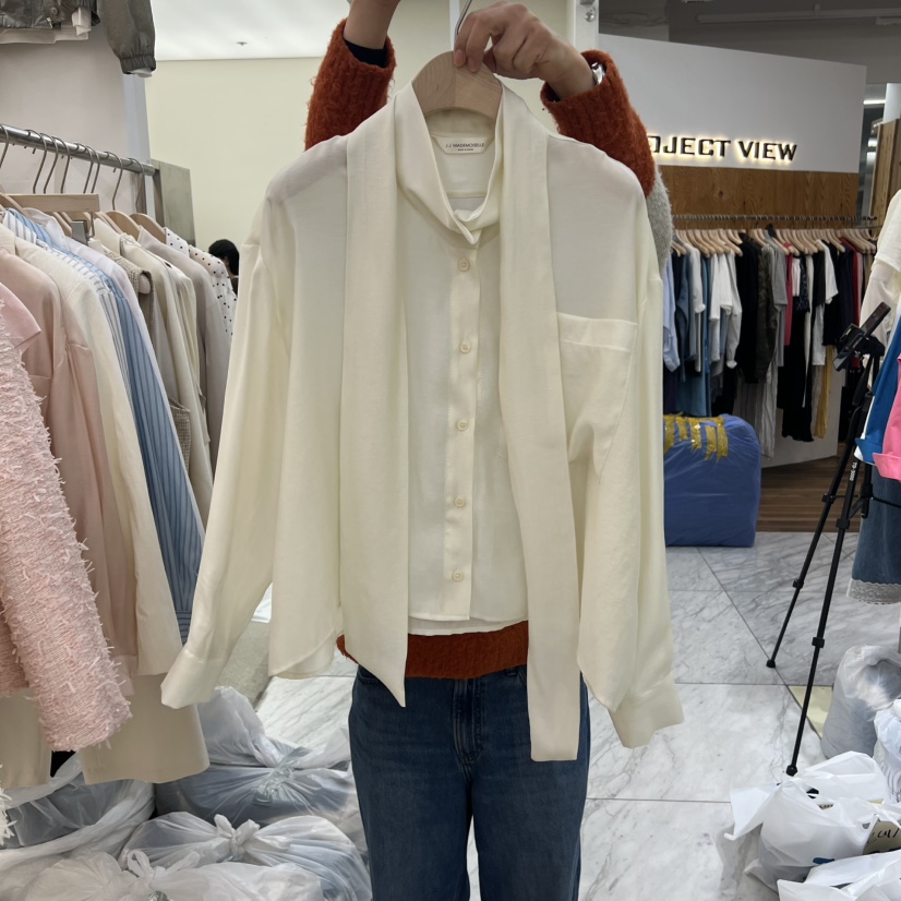 MADEMOISELL韓國直郵實拍女士新品熱賣推薦襯衫蕾絲衫高領MADEMOISELL襯衫/蕾絲衫圖色1