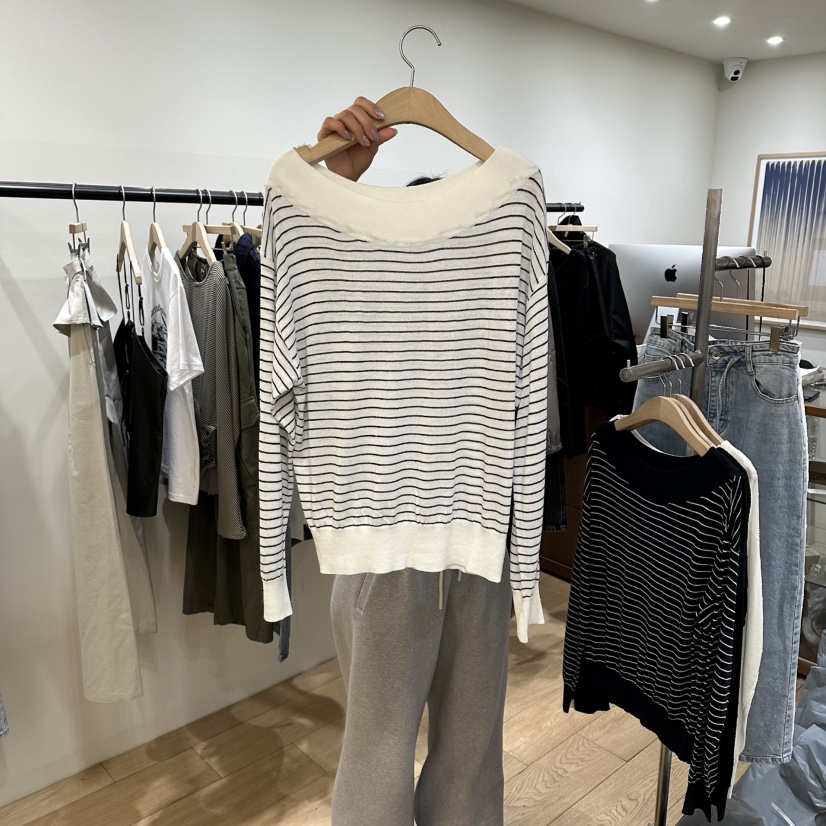 WINSOME韓國東大門直郵女士新款人氣熱賣推薦時尚針織衫露肩WINSOME針織衫圖色1